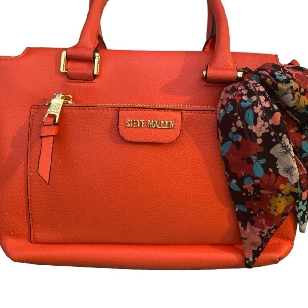 Satchel Handbag with Scarf Coral Pink